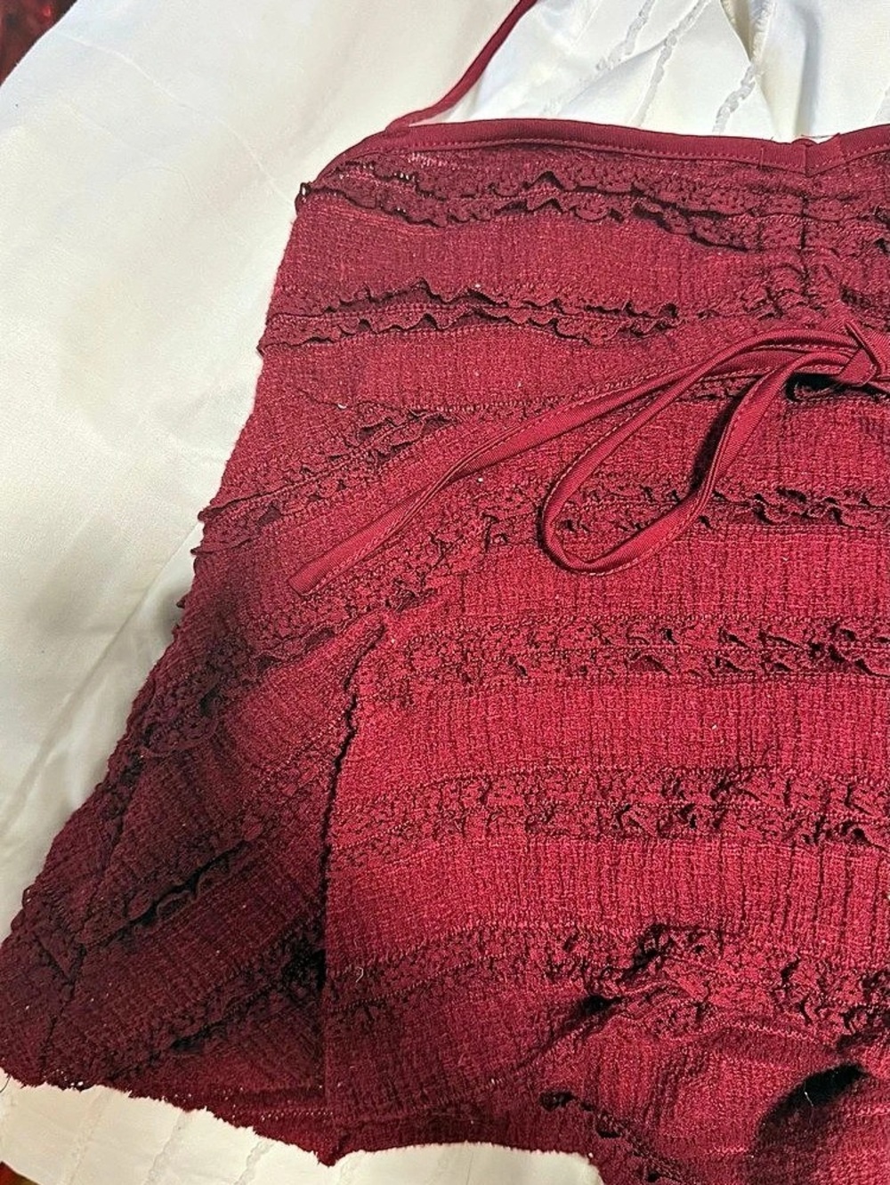 Red Lace Halter Top - Picture 3 of 4